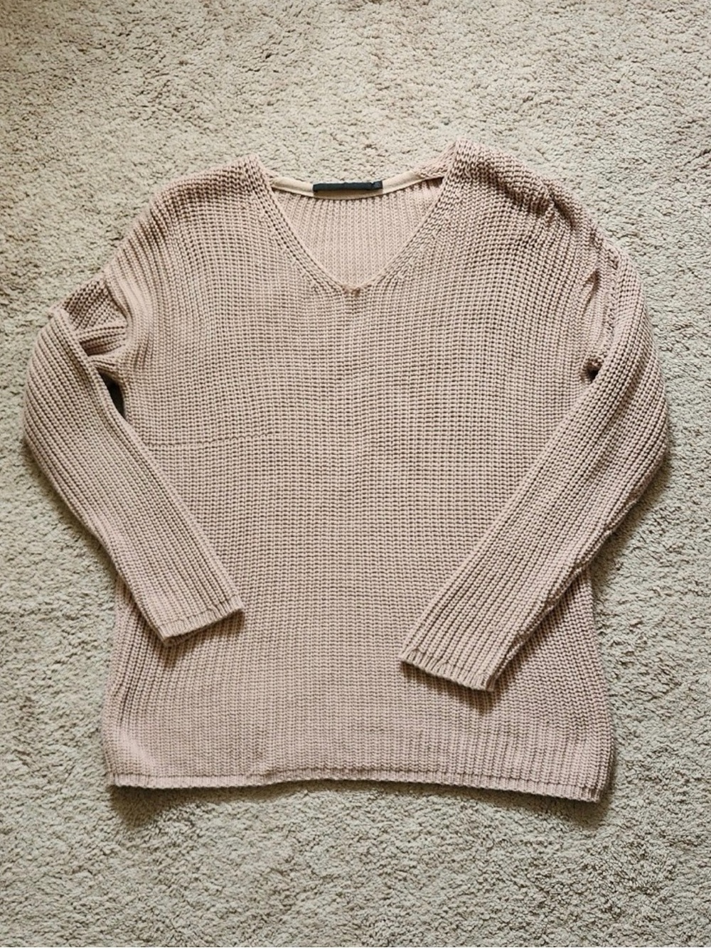 Jenni Kayne Cabin Fisherman Organic Cotton oversize Sweater V-Neck minimalist xs